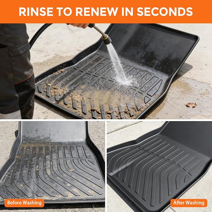 Floor Mats for Ford Mustang 2015-2025 | (Not for Mach-E, Not for Cargo with Subwoofer), TPE Waterproof Non-Slip Black Car Liners (Two-Row Floor Mats & Cargo Liner)