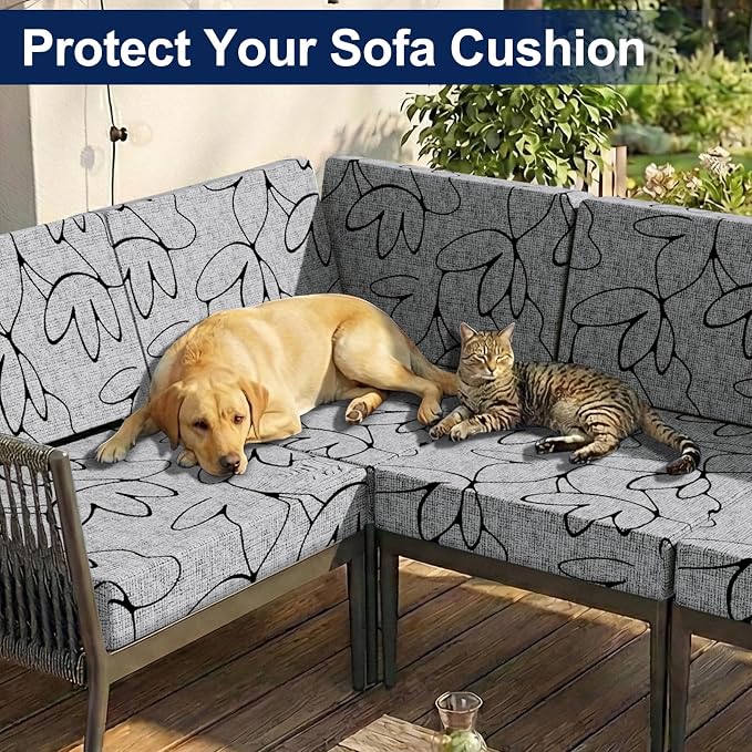 Smiry 8 Pcs Waterproof Patio Cushion Covers, Stretch Outdoor Furniture Covers