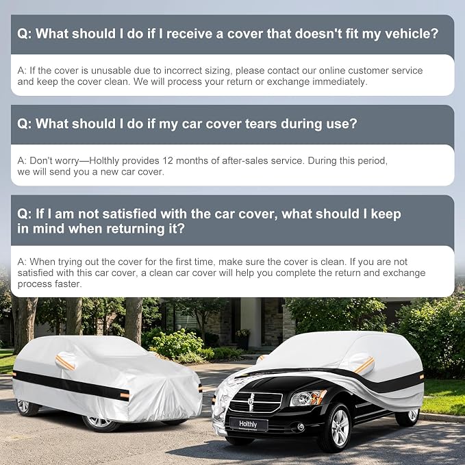 10 Layers SUV Car Cover Custom Fit for Dodge Caliber (2006-2011), Waterproof All Weather for Automobiles, Outdoor Full Cover Sun Dust Rain Protection with Cotton. Silver