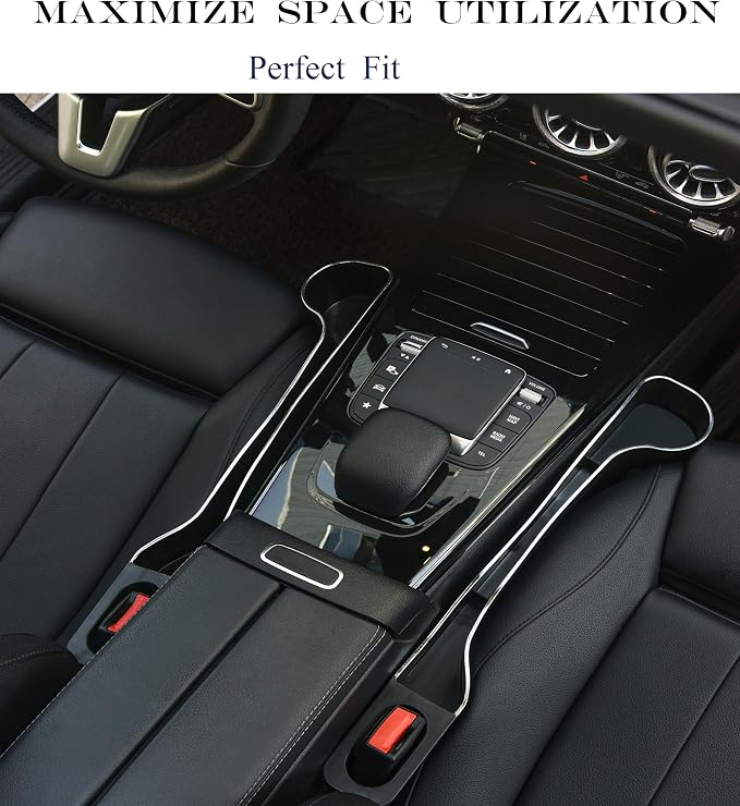Upgraded Car Side Seat Gap Filler Dual Slot Organizer with Phone Cup Holder(2, black)
