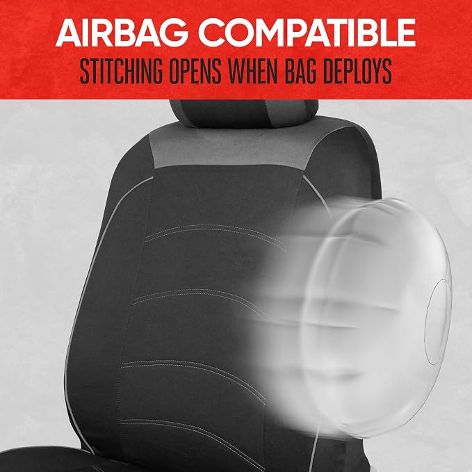 Motor Trend Black Cloth Car Seat Covers for Front Seats – Premium Automotive Bucket Seat Covers, Made for Vehicles with Removable Headrests, Interior Covers for Car Truck Van SUV Seat Protector