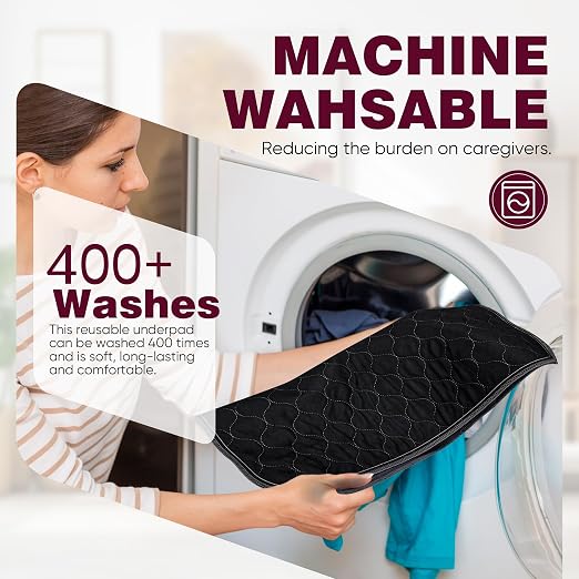 Waterproof Chair Pads for Incontinence 4 Pack Reusable Seat Protector Pads 22" x 21" Washable Chair Protector Seat Cover Chucks for Chairs Adults Elderly Kids Pets Black