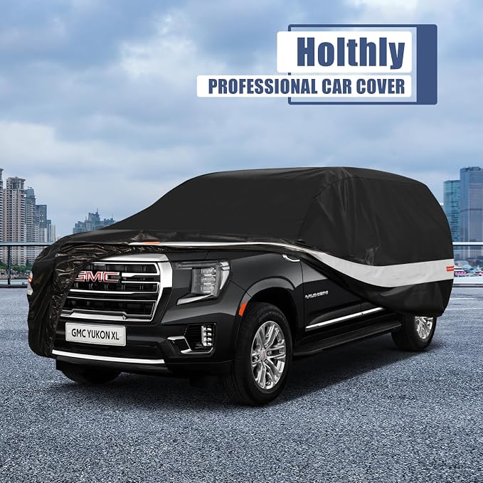 10 Layers SUV Car Cover Custom Fit for GMC Yukon XL (2000-2026) Waterproof All Weather for Automobiles, Outdoor Full Cover Sun UV Rain Protection with Cotton.Black