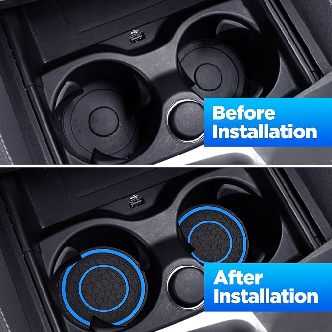 2 PCS Car Cup Holder Coaster,Car Coasters Cup Mats,2.75 Inch Universal Car Cup Coasters,Non-Slip Anti Dust Mats Cup Holder Insert Coaster, Suitable for Most Car Interior (Blue)