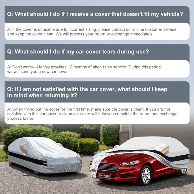 10 Layers Car Cover Custom Fit for Ford Fusion (2005-2026), Waterproof All Weather for Automobiles, Outdoor Full Cover Sun Dust Rain Protection with Cotton.Silver