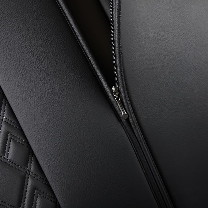 JOJOBAY Chevy Silverado Seat Covers,Leather Seat Covers for GMC Sierra,Custom Fit 2007-2026 1500 2500HD 3500HD Crew Double Extended Regular Cab,LT LZT RST(Rear Seat Covers,Black Red)
