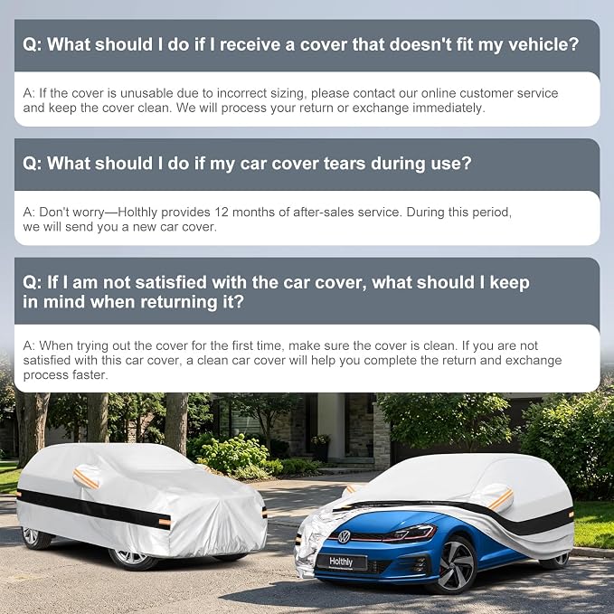 10 Layers Hatchback Car Cover Custom Fit for Volkswagen Golf (1990-2026), Waterproof All Weather for Automobiles, Outdoor Full Cover Sun Dust Rain Protection with Cotton. Silver