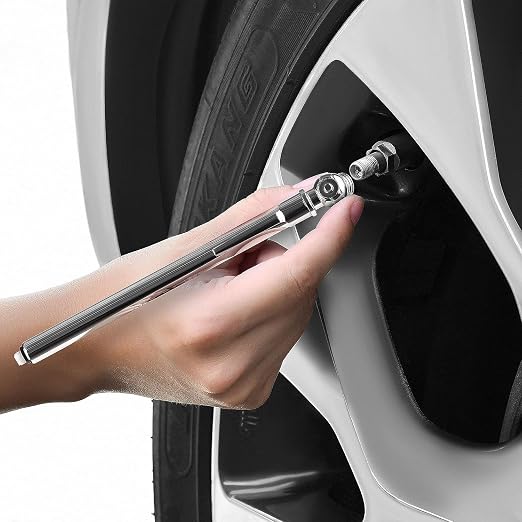 PINKJOY Pencil Tire Pressure Gauge (10-75PSI) Stainless Steel Body and Metal Made Nozzle 3 Measurements for Vehicles (5 Pack)