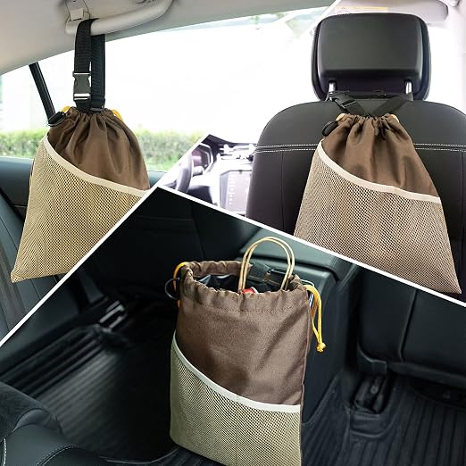 GNEGNI 2PCS Hanging Car Garbage Can - Waterproof Leakproof Trash Bag | Car Trash Can with Durable Leakproof Lining, Keeps Vehicle Clean and Neat