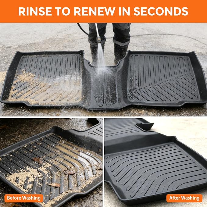 Floor Mats for Ford Explorer 7 Passenger Bench Seat 2011-2014 | (Not for 6-Seat Captain Chairs), Heavy Duty TPE All Weather Protection, Waterproof Non-Slip Black (Three-Row Floor Mats)