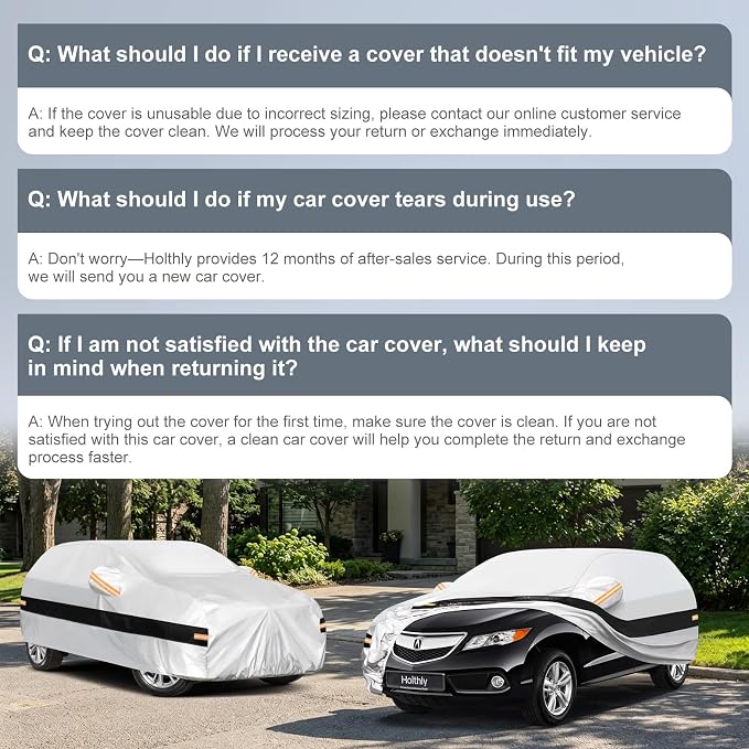 10 Layers SUV Car Cover Custom Fit for Acura RDX (2006-2026), Waterproof All Weather for Automobiles, Outdoor Full Cover Sun Dust Rain Protection with Cotton. Silver