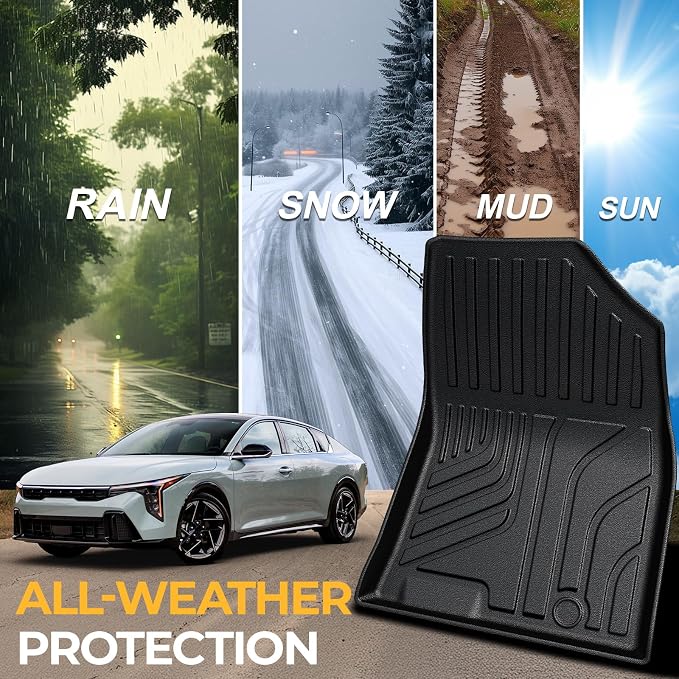 Floor Mats for Kia K4 2025-2026, All Weather Floor Mats Trunk Cargo Liner and Door Sill Guards Accessories, Full Coverage Set