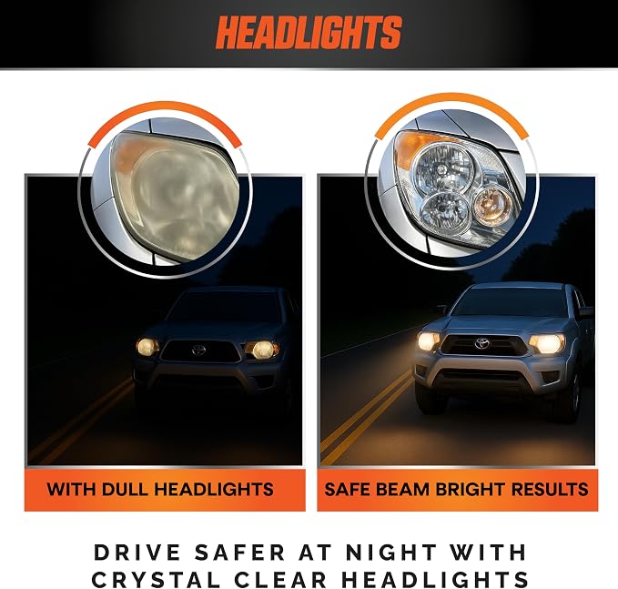 BEAM BRIGHT Ceramic Headlight Restoration Kit โ Car Headlights Cleaner & Restorer for Cloudy, Yellowed Headlights - with UV Protection for Durable Clarity & Shine - No Power Tools Needed
