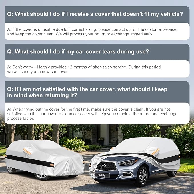 10 Layers SUV Car Cover Custom Fit for Infiniti QX60 (2013-2026), Waterproof All Weather for Automobiles, Outdoor Full Cover Sun Dust Rain Protection with Cotton. Silver