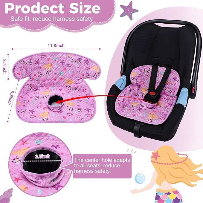 Car Seat Protector Cover, Waterproof Soft Piddle Pads for Toddlers Carseat, Travel-Friendly Universal Washable Potty Training Protector for Spills, Nappy Leaks (Mermaid, 2 Pack)