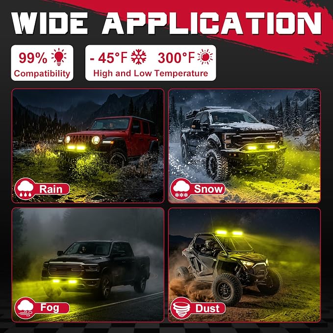 OFFROADTOWN 8inch 120W 2pcs LED Light Bar Amber Single Row Fog Lights LED Pods Slim Offroad Driving Lights Yellow Spot Bumper Light with Wiring Harness for Truck ATV UTV Jeep Motorcycle