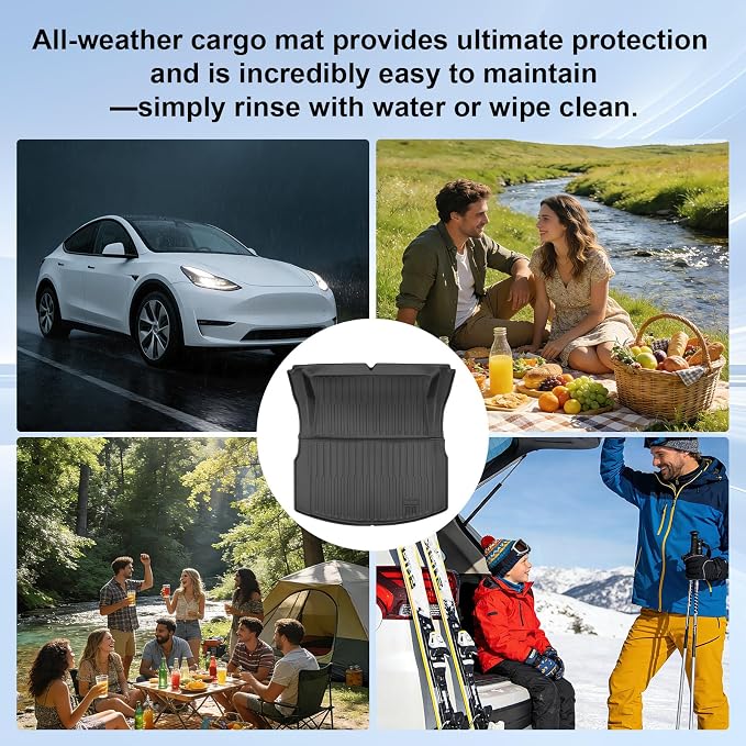 Trunk Mat Compatible with Tesla Model 3 2024 2025 2026 (Highland) - Custom Fit All-Weather TPE Cargo Liner, Waterproof Rear Boot Mat, Heavy Duty Anti-Slip Interior Accessories, Black
