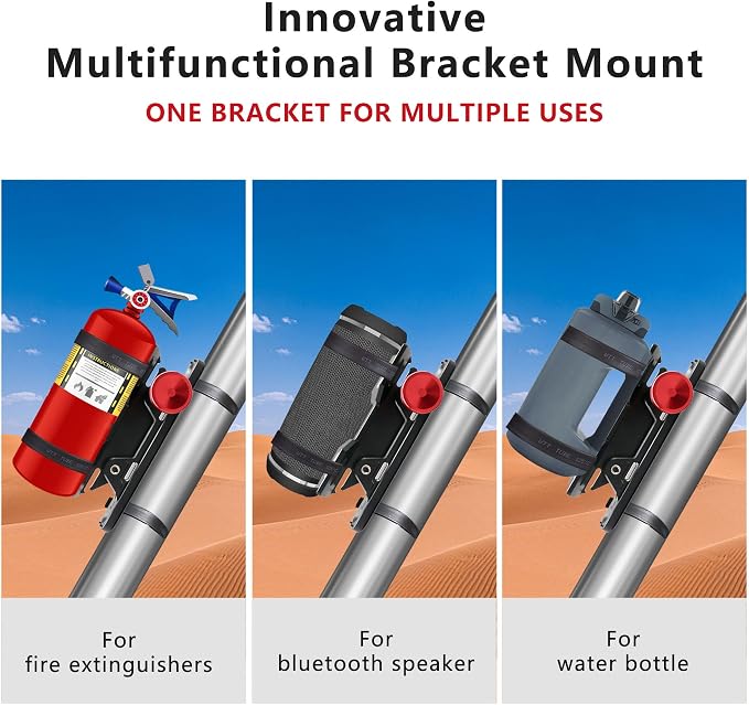 Car Fire Extinguisher Mount Bracket Aluminum Quick Release Roll Bar Fire Extinguisher Holder Mount Universal Compatible with Jeep Truck UTV ATV Semi