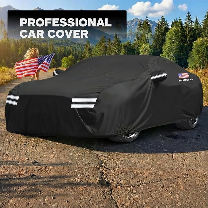 Car Cover Compatible with Ford Mustang, Full Car Covers Waterproof All Weather Dustproof, Snowproof, UV Protection Exterior Car Covers for Automobiles Universal Fit Ford Mustang