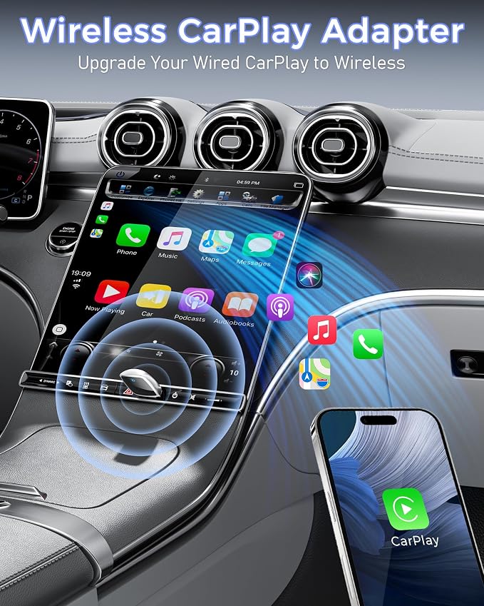Wireless CarPlay Adapter for Apple iPhone(2026 Upgrade)- Convert OEM Wired CarPlay to CarPlay Wireless Adapter, Stable Connection Compatible with iOS 10+ (white)