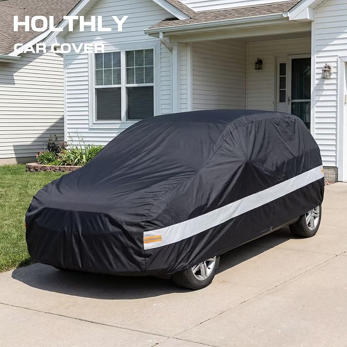 10 Layers Minivan Car Cover Custom Fit for Dodge Grand Caravan,Volkswagen VW Routan, Waterproof All Weather for Minivan, Outdoor Full Cover Sun Dust Rain Protection. Black