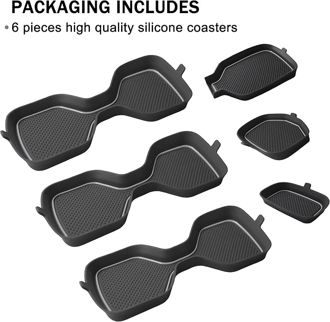 Cup Holder Coaster for Kia Telluride Accessories 2020 2021 2022 2023 2024 2025 Non-Slip Silicone Cup Holder Insert Mat Center Console Protector Liner Pad Interior Decoration 6Pcs (Gray Trim)