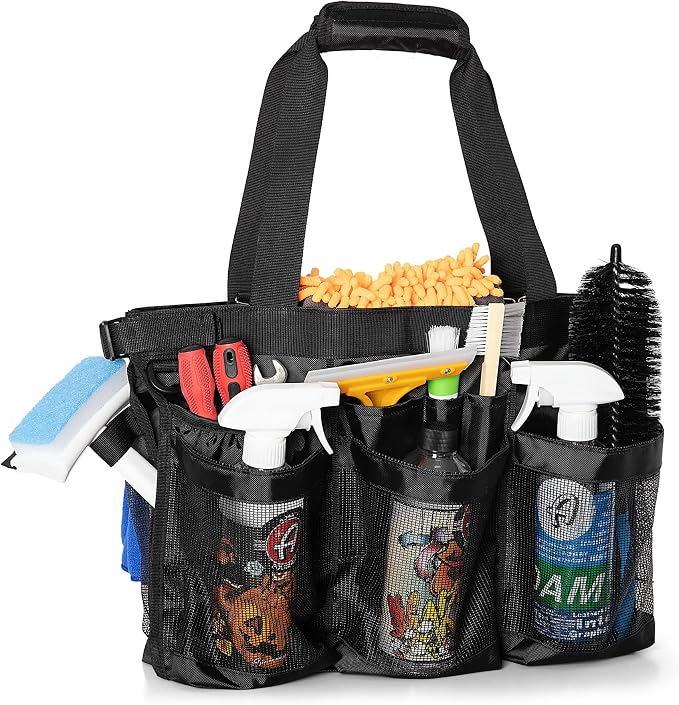 HODRANT 5 Gallon Bucket Organizer with Anti-fall Hooks & Buckle | Car Wash Bucket Caddy with Mesh Pockets, 5 Gallon Cleaning Tools Bag for Home, Auto, Garden & Fishing