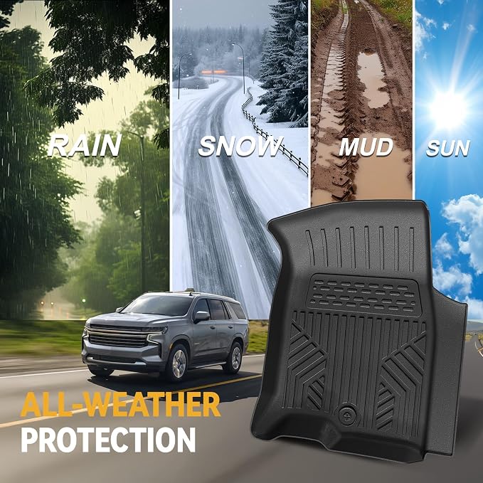 Floor Mats for Chevy Suburban/GMC Yukon XL/Cadillac Escalade ESV 2021-2026, All Weather Cargo Liner with Backrest Cover and Door Sill Guards Accessories, Full Coverage Set (Fit 7 Seats)