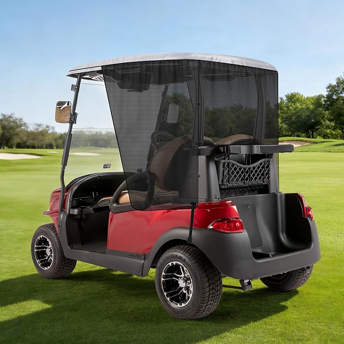 600D Golf Cart Sunshade for Club Car DS, Mesh Sun Enclosure for UV Protection, Heat & Wind Blocker, Cool Mesh
