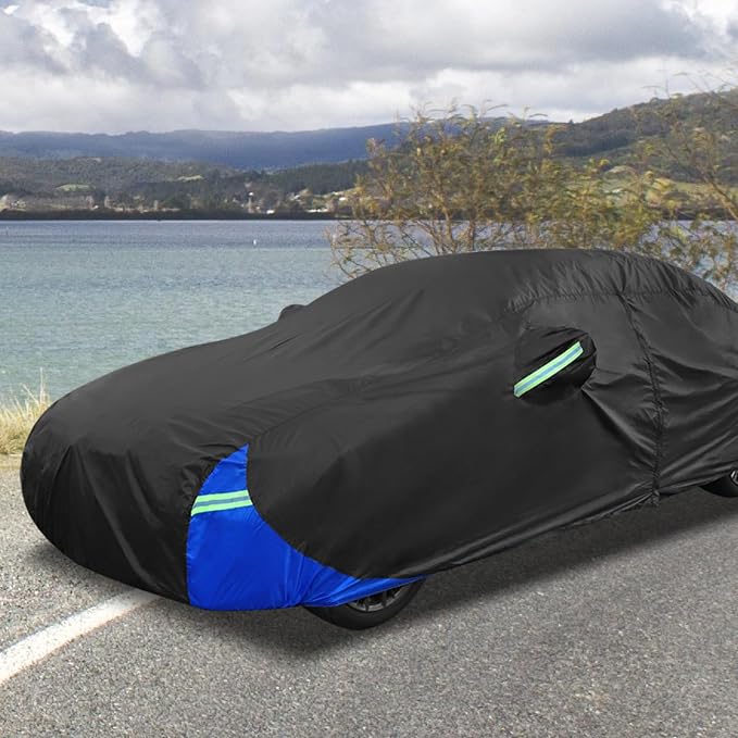 X AUTOHAUX 3XXL Car Cover Waterproof Snowproof All Weather for Car Outdoor Full Car Cover Rain Sun Protection Universal Fit for Sedan 194"-208"