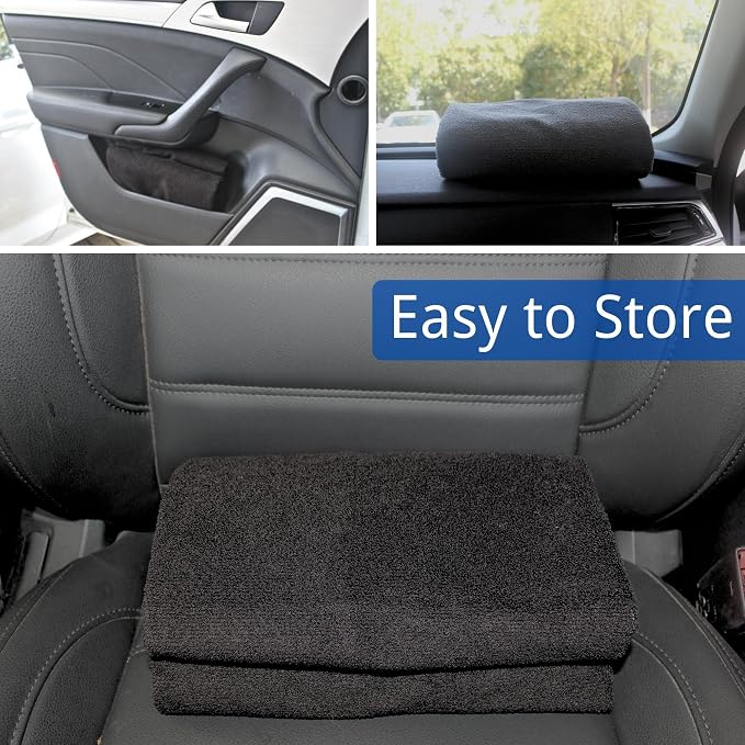 Waterproof Car Seat Cover for Front Seats, Protector for Cars SUVs Trucks, Sweat Towel Seat Covers Bucket for Gym,Workout,Beach,Hiking,Running and Swimming (Black, 2PCS)