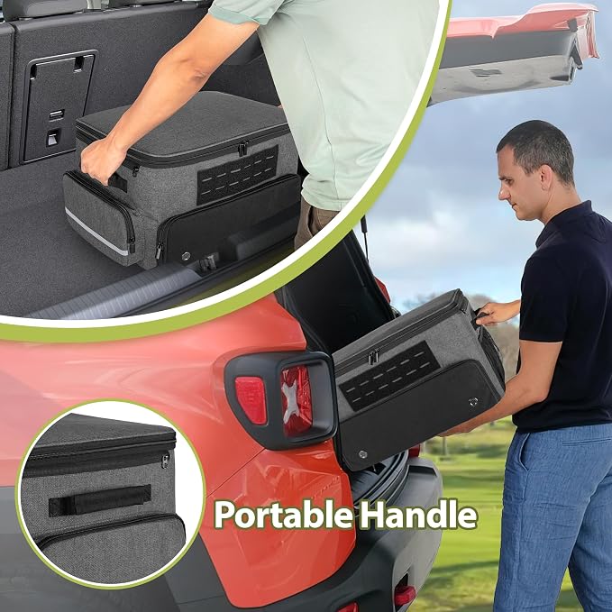 GOBUROS Golf Trunk Organizers for Car Truck SUV, Golf Storage Bag for Men | Golf Car Locker Organizer with Compartment for Shoes Up to US Mens 16, Golf Shoe Bag for Balls Tees Glove Accessories