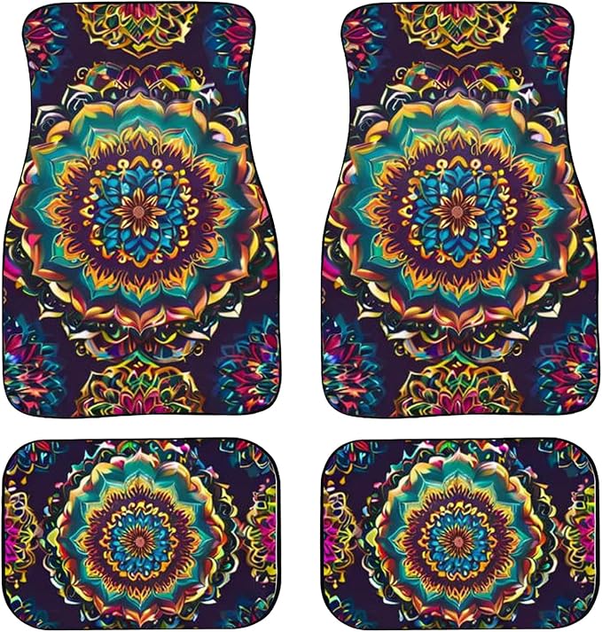 Car Floor Mats Non-Slip Automotive Floor Mats All-Weather Front Rear Car Floor Foot Mat Sets of 4 Pieces Foot Mats Rugs Carpet for Car Trucks SUV Sedans (FUGU-04)