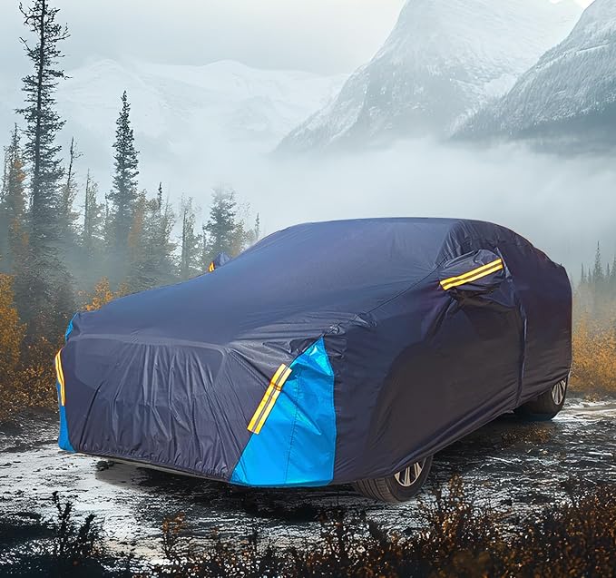 Car Cover Waterproof All Weather, 6 Layers Outdoor Full Exterior Cover Rain Sun UV Snowproof Protection with Zipper Cotton, Mirror Pocket for Ford F-150 Raptor