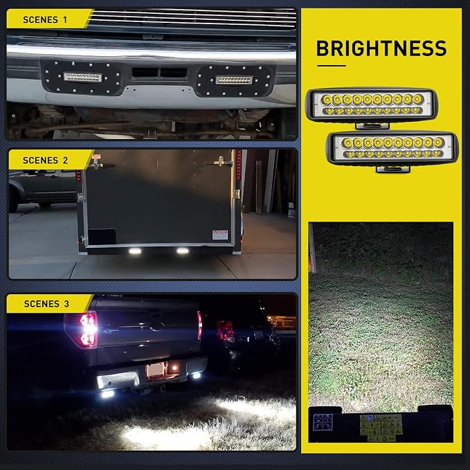 Nilight 2PCS Led Pods 6 Inch 60W Spot Light Bar 3000LM Driving Fog Off Road Lights 12V/24V for Trucks Jeep UTV ATV Marine Boat Golf Cart Trailer