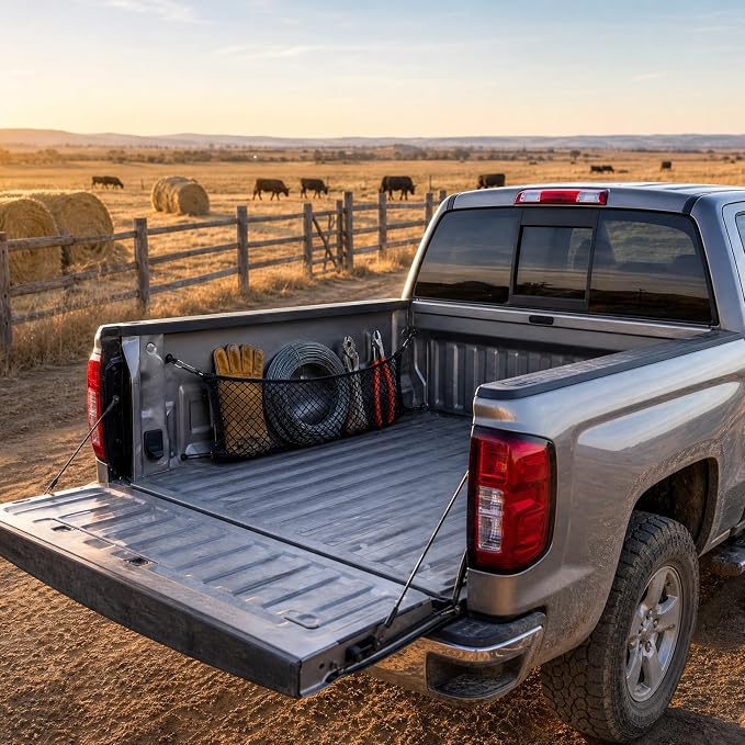Upgraded Side Cargo Net for Ford F150 2015-2026, Tailgate-Free Side Access | Double Layer Truck Bed Cargo Net, Heavy Duty Cargo Organizer Storage Nets, Tool-Free Install for Campings& Daily use