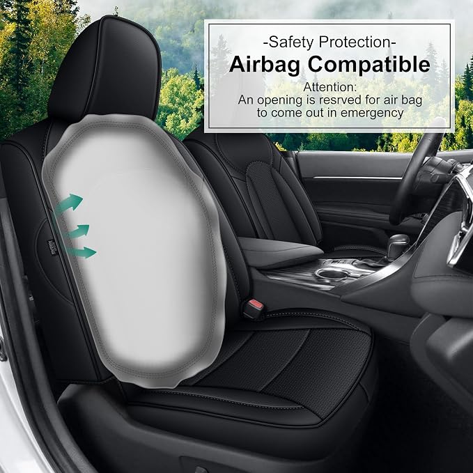 AOMSAZTO Custom Fit Seat Covers for Toyota Camry 2025-2026 XLE XSE Full Set Faux Leather Car Seat Covers Waterproof Airbag Compatible Interior Protection (Black)