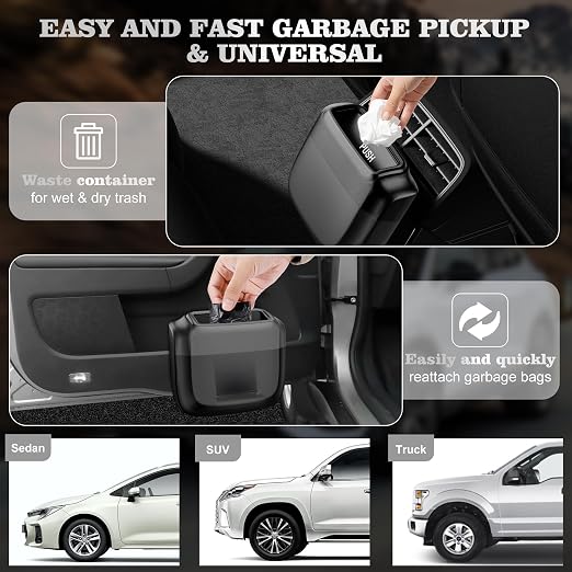 Car Trash Can with Lid,Built-in Storage Garbage Bag,Leakproof Vehicle Trash,Car Accessories for Interior,Mini Garbage Bin for Automotive, Home, Office, Kitchen, Bedroom,with 30pcs Trash Bags