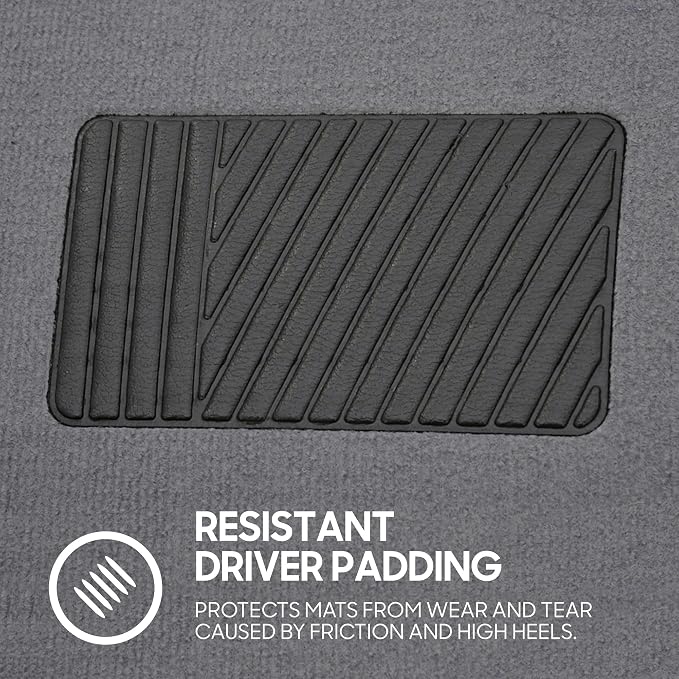 BDK Classic Carpet Floor Mats for Car & Auto - Universal Fit -Front & Rear with Heelpad (Medium Gray) - MT-100-CPTSERIES