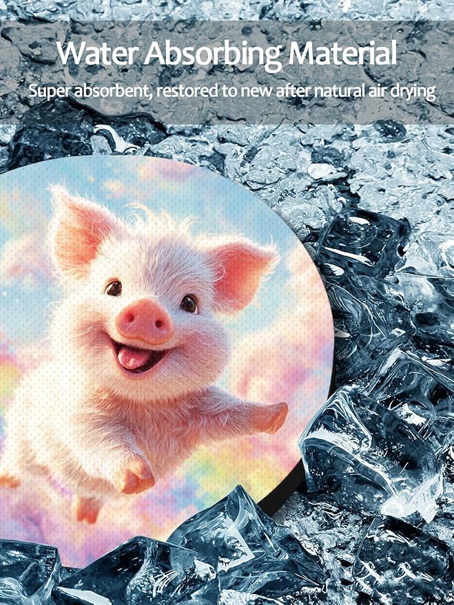 WOCOCN Cute Cup Holder Coasters for Your Car with Fingertip Grip, Auto Accessories for Women & Men,Pack of 2 (Cute Pigs)