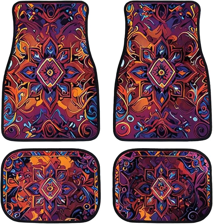 Car Floor Mats Non-Slip Automotive Floor Mats All-Weather Front Rear Car Floor Foot Mat Sets of 4 Pieces Foot Mats Rugs Carpet for Car Trucks SUV Sedans (FUGU-03)
