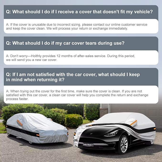 10 Layers Car Cover with Charger Port Custom Fit for Tesla Model Y (2020-2026), Waterproof All Weather for Automobiles, Outdoor Full Cover Sun Dust Rain Protection with Cotton. Silver