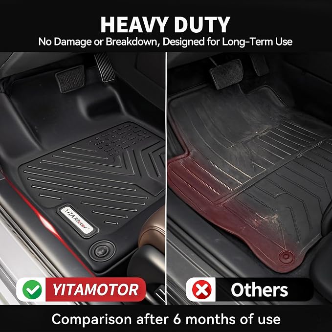YITAMOTOR Floor Mats Fit for 2012-2016 Ford F250/F350/F450/F550 Super Duty SuperCrew/Crew Cab, TPE All Weather Custom Fit Floor Liner for F-250/F-350/F-450/F-550 Carpet Floor, 1st & 2nd Row Mats Black