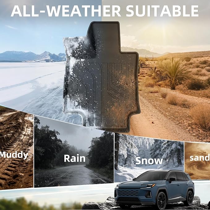 Floor Mat Replacement for 2019-2025 RAV4 ((Include Hybrid) Floor Mats All-Weather TPE Car Floor Mat - Rubber Floor Mat for First and Second Row - Non-Slip Car Mat Accessories