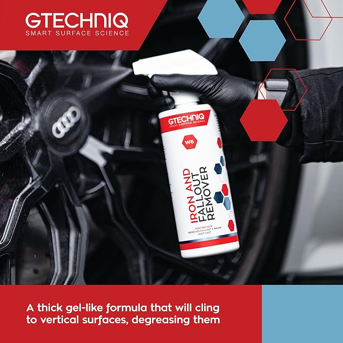 Gtechniq W6 Iron Removing Wheel & Paint Cleaner for Cars, Brake Dust Remover, Degreaser and Alloy Wheel Cleaner for Wheels, Rims and Paintwork, Safe on Coating - 500ml | Powerful Iron and Fallout Remover, Dissolves Contaminants Safely, Protects Paintwo...