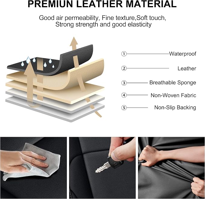 AOMSAZTO Custom Seat Covers for Toyota Tundra 2022 2023 2024 2025 2026 CrewMax SR SR5 Limited Platinum FFV TRD Pro Leather Car Seat Covers Full Set Black, Custom Fit Full Set Faux Leather Black