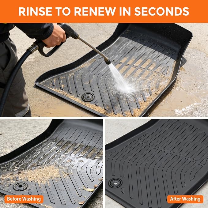 Floor Mats for Dodge Challenger RWD 2015-2023 | (Not for 3.6L V6 Engine Models or AWD),TPE All Weather Protection, Waterproof Black (Two-Row Floor Mats & Cargo Liner)