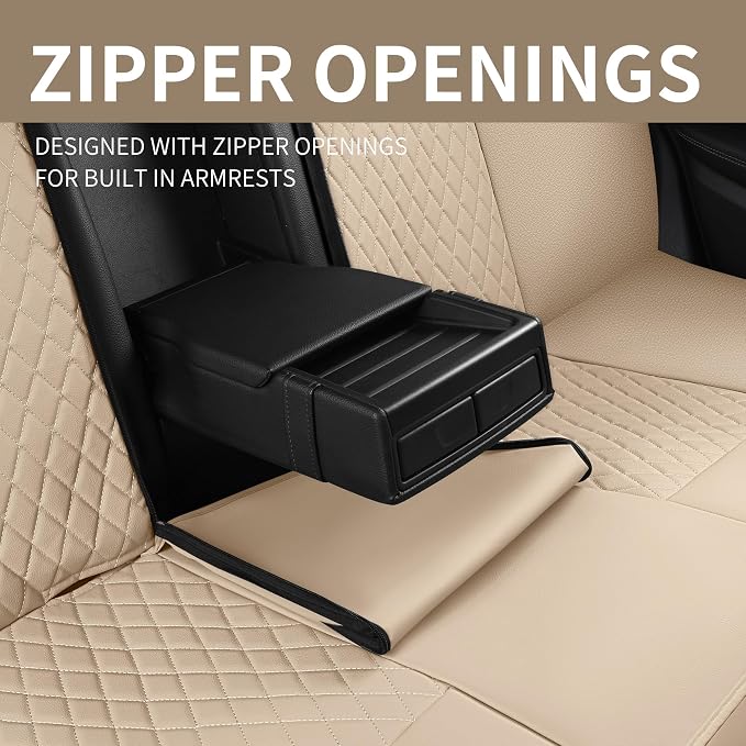 HChengkikz Faux Leather Full Set Car Seat Covers,Front & Split Rear | Bench Seat Protectors, Easy to Install Universal Fit for Sedans, Trucks, Vans, SUVs Automotive Interior Accessories