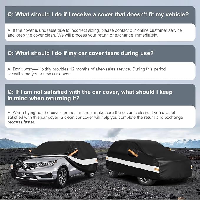 10 Layers SUV Car Cover Custom Fit for Acura MDX (2007-2026), Waterproof All Weather for Automobiles, Outdoor Full Cover Sun Dust Rain Protection with Cotton. Black