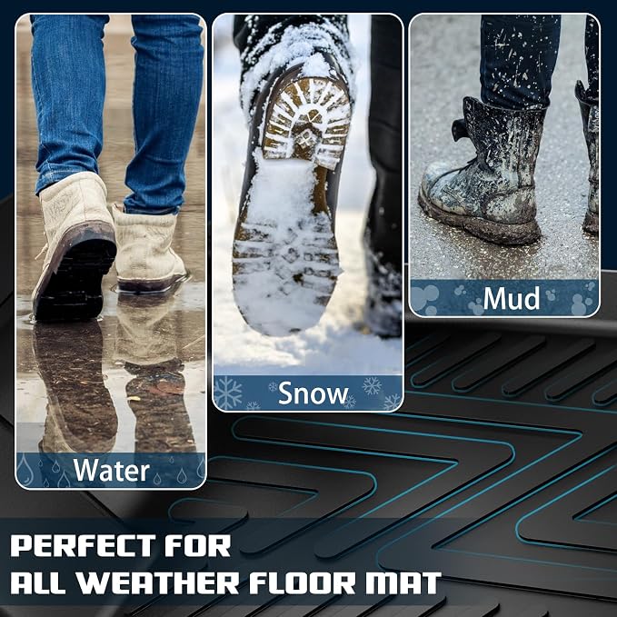 Floor Mats for 2015-2026 Ford F-150 Super Cab & Extended Cab (Not for SuperCrew Cab), TPE All Weather Car Floor Liners, Anti-Slip Automotive Mats Compatible with F150 Accessories, Black
